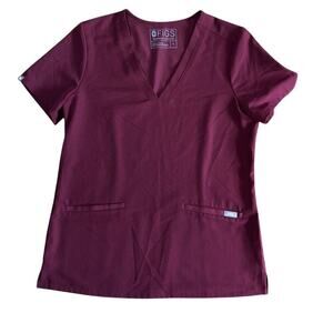 Figs Casma Three-Pocket Scrub Top BURGUNDY Small